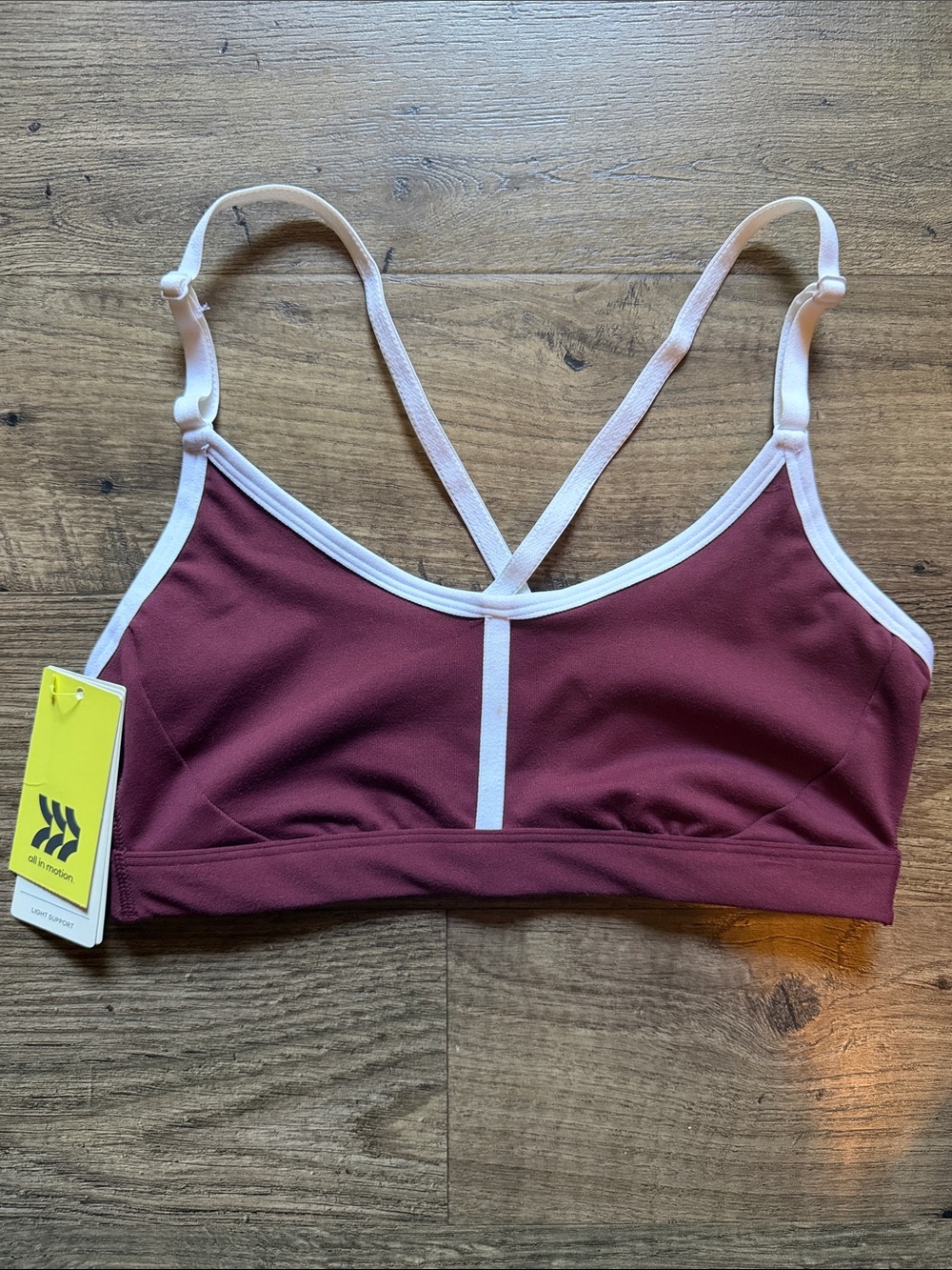 all in motion Wine and Blush Strappy Light-Support Sports Bra